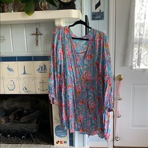 SHEIN Floral Blue and Pink Dress